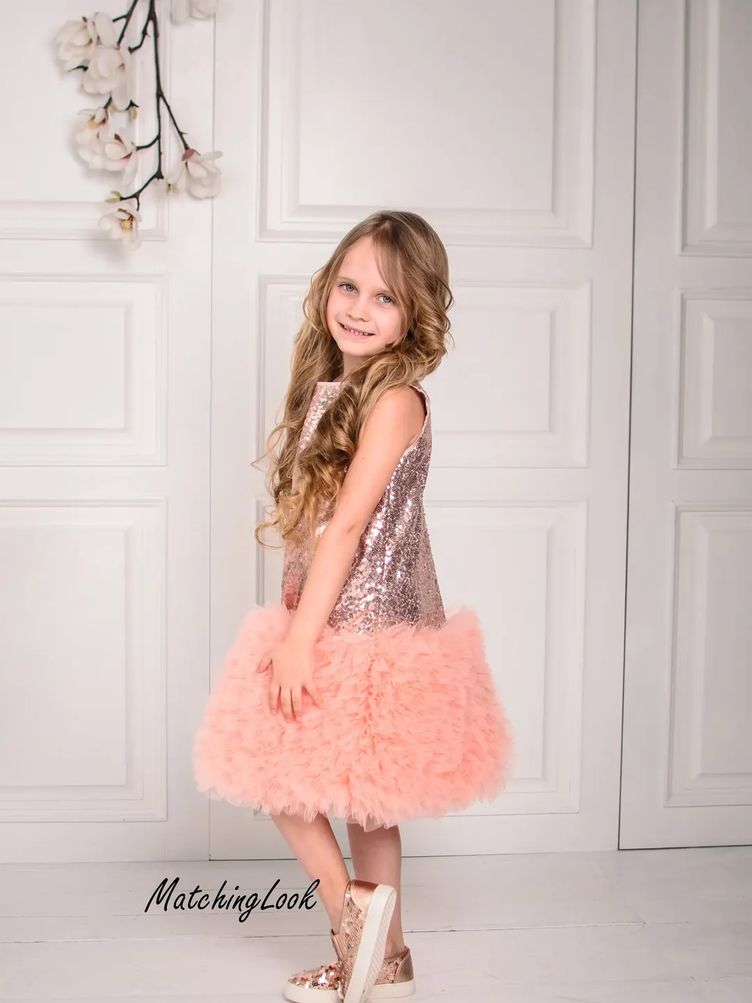 Baby Girl Dress, Special Occasion, New Year Dress, Toddler Sequin Dress, Flower Girl Dress, Rose Gold Tutu Dress, Holiday Photoshoot
