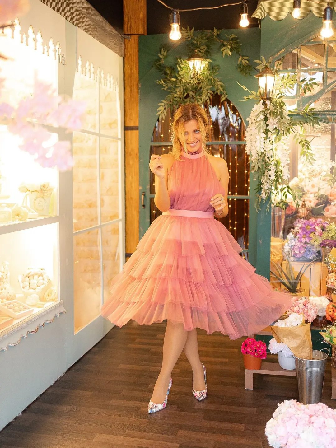 Dusty Rose Tulle Dress, Bridesmaid Dress, Tutu Tiered Prom Dress, Open Back Party Dress, Cocktail Dress For Wedding Guest, Formal Tutu Dress