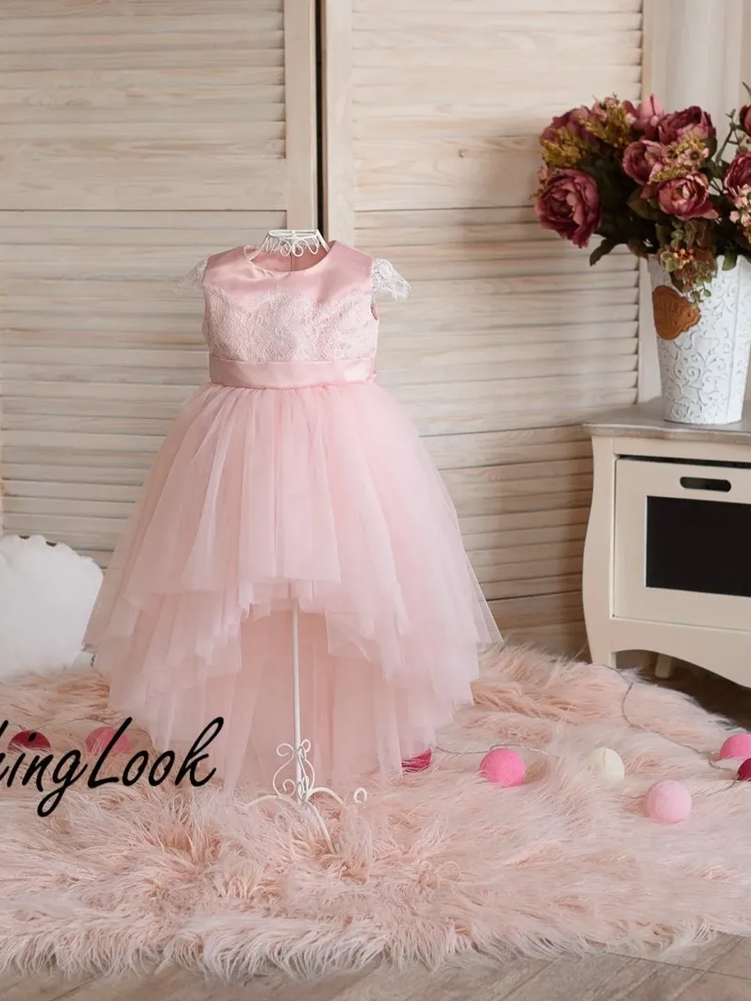 Baby Girl Dress, Pink Girl Dress, 1st Birthday Dress, Photoshoot Dress, Baptism Dress, Flower Girl Dress, Girl Party Dress, High Low Dress