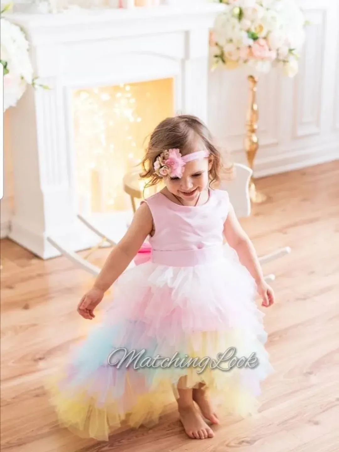 Girl Unicorn Dress, Rainbow Dress, Girl Tutu Tulle Dress, Flower Girl Dress, High Low Dress, 1st Birthday Dress, Toddler Gown, Girl 6 Dress