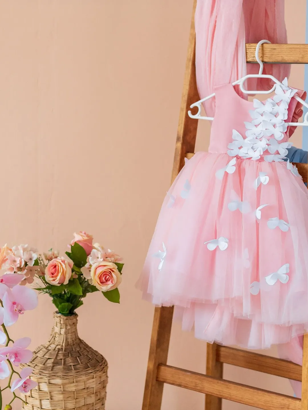 Pink Butterfly Dress, Blush Toddler Dress, 1st Birthday Dress, Summer Tutu  Dress, 1st Communion Dress,Flower Girl Dress,Fairy Princess Dress