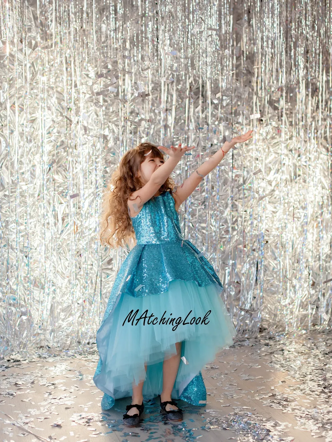 Blue Sequin Dress, Frozen Dress, New Year Outfit, Flower Girl Dress, Princess Elsa Dress, High Low Dress, Girl Tutu Dress, Formal Dress