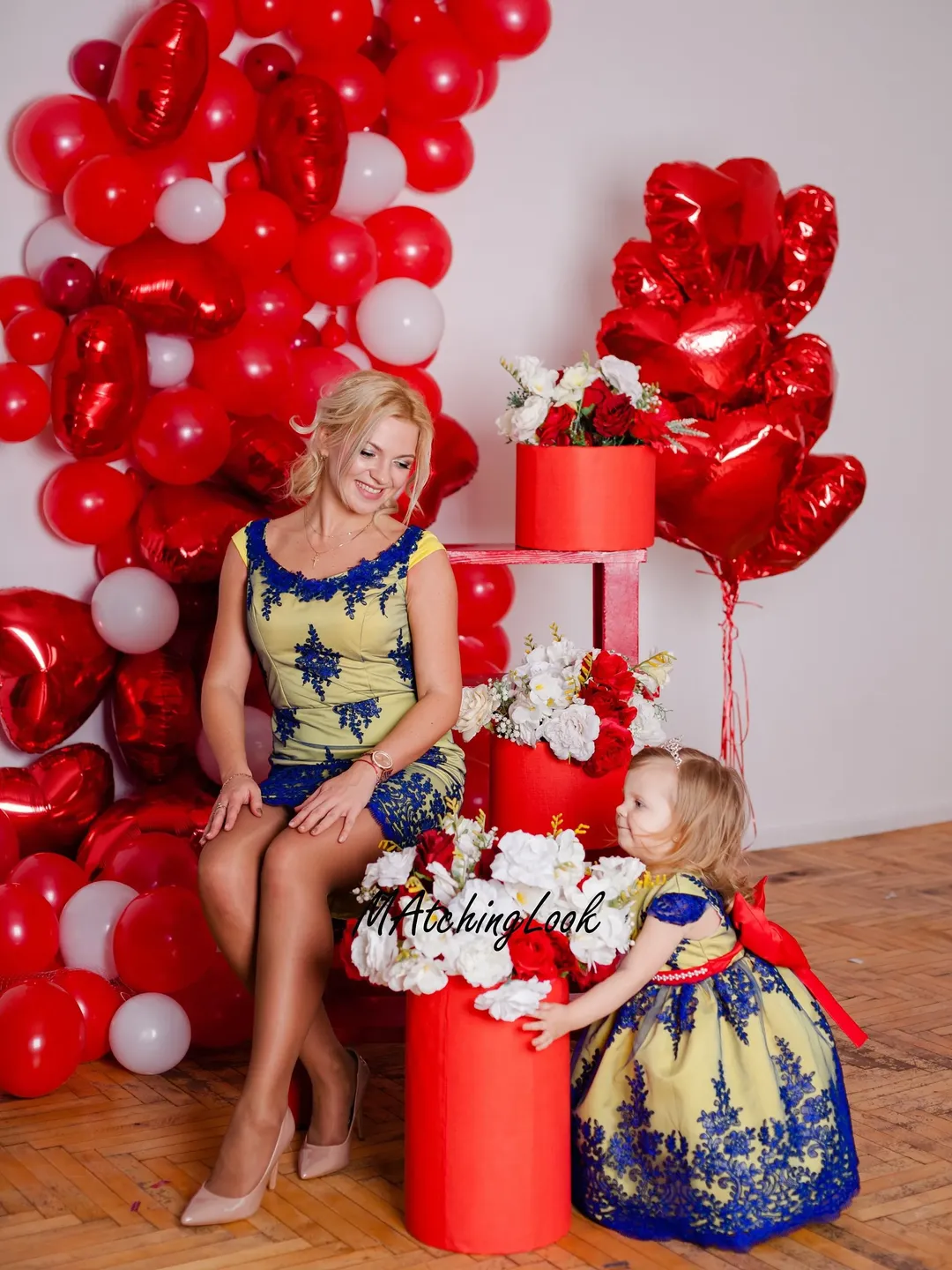 Snow White Birthday Dress, Mommy and Me Outfit, Formal Dress, Yellow and Blue Dress, Matching Mother Daughter Dress, Baby Tutu Dress