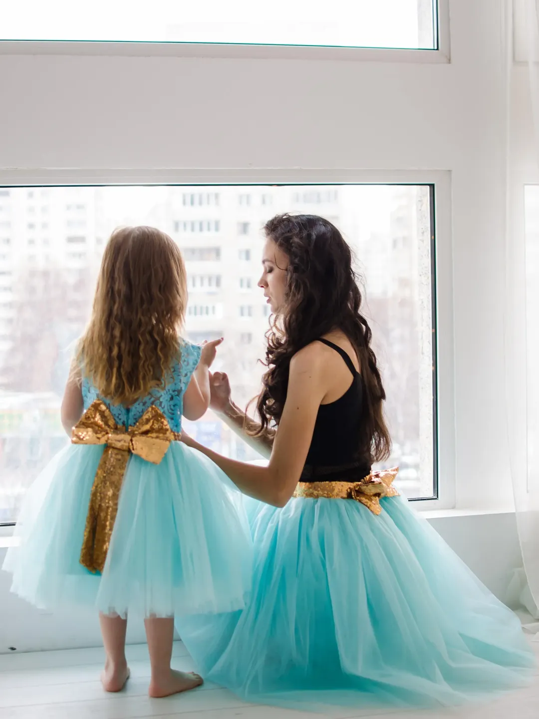 Mommy and Me Dress, Baby Tutu Dress, Elegant Teal Dress, Matching Mother Daughter Dress, Matching Outfits, Photoshoot Dress, Birthday Dress