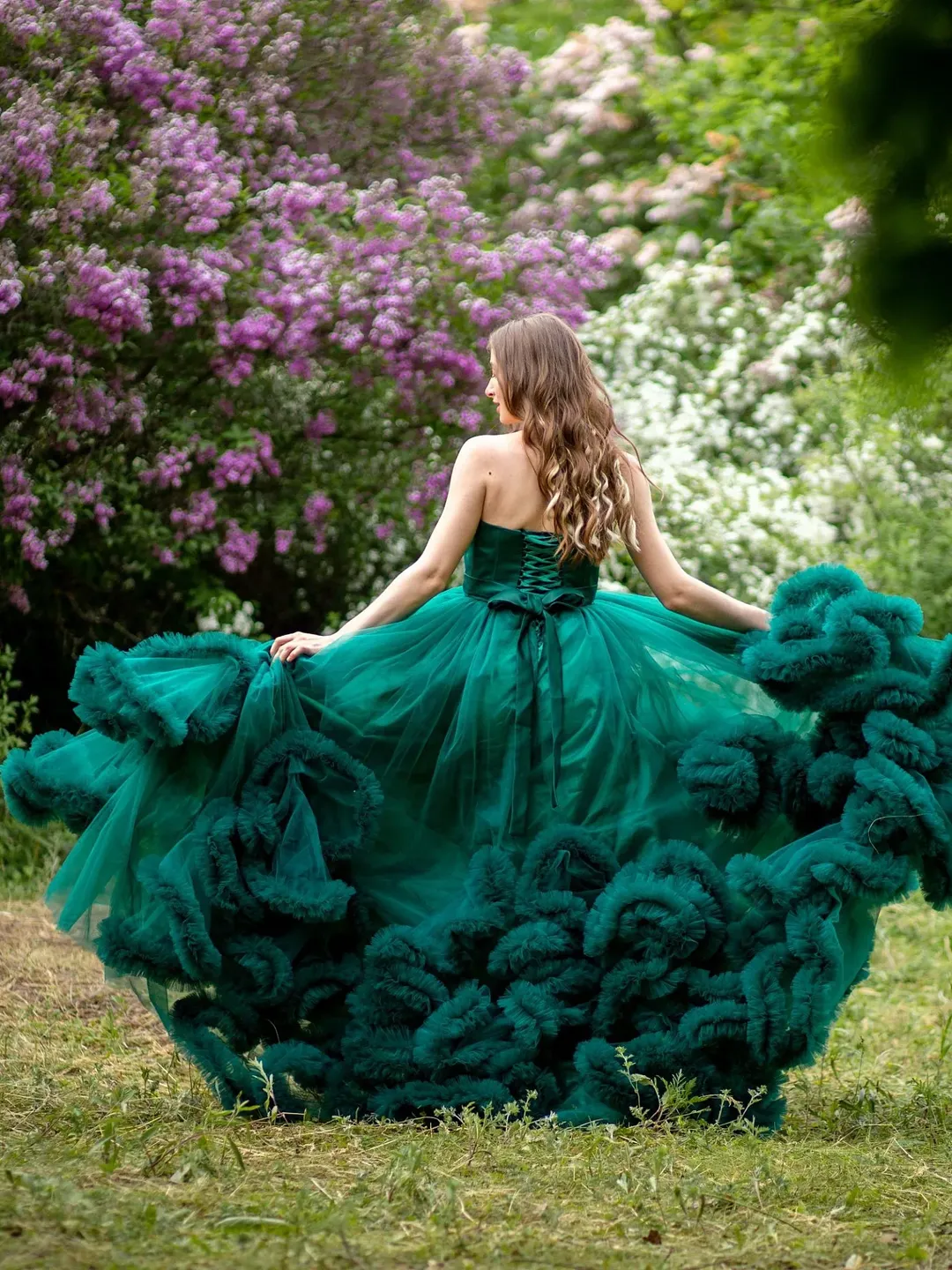 slim fit dress slacks Draping Emerald Green Dress XH2158