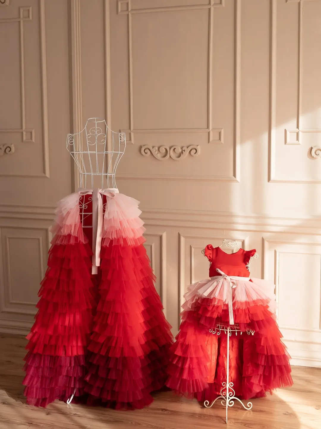 fitted lace wedding dress Bright Red Dress | Ombre Flower Girl Dresses main image 0