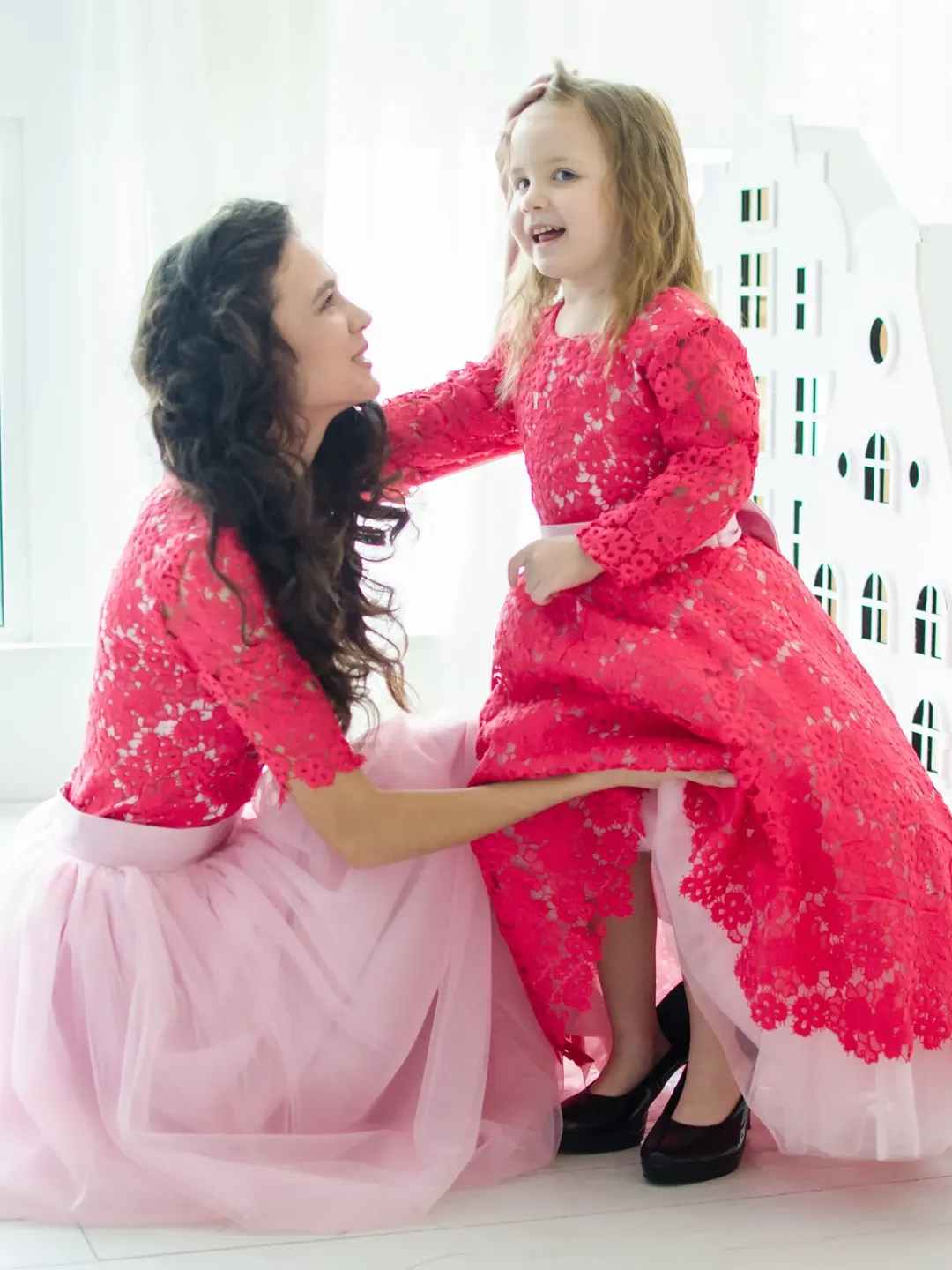 Mother Daughter Matching Dress, Red Lace Dress, Mommy and Me Dress, Girl Tutu Dress, 1st Birthday Dress, Photoshoot Dress, Girl Formal Dress