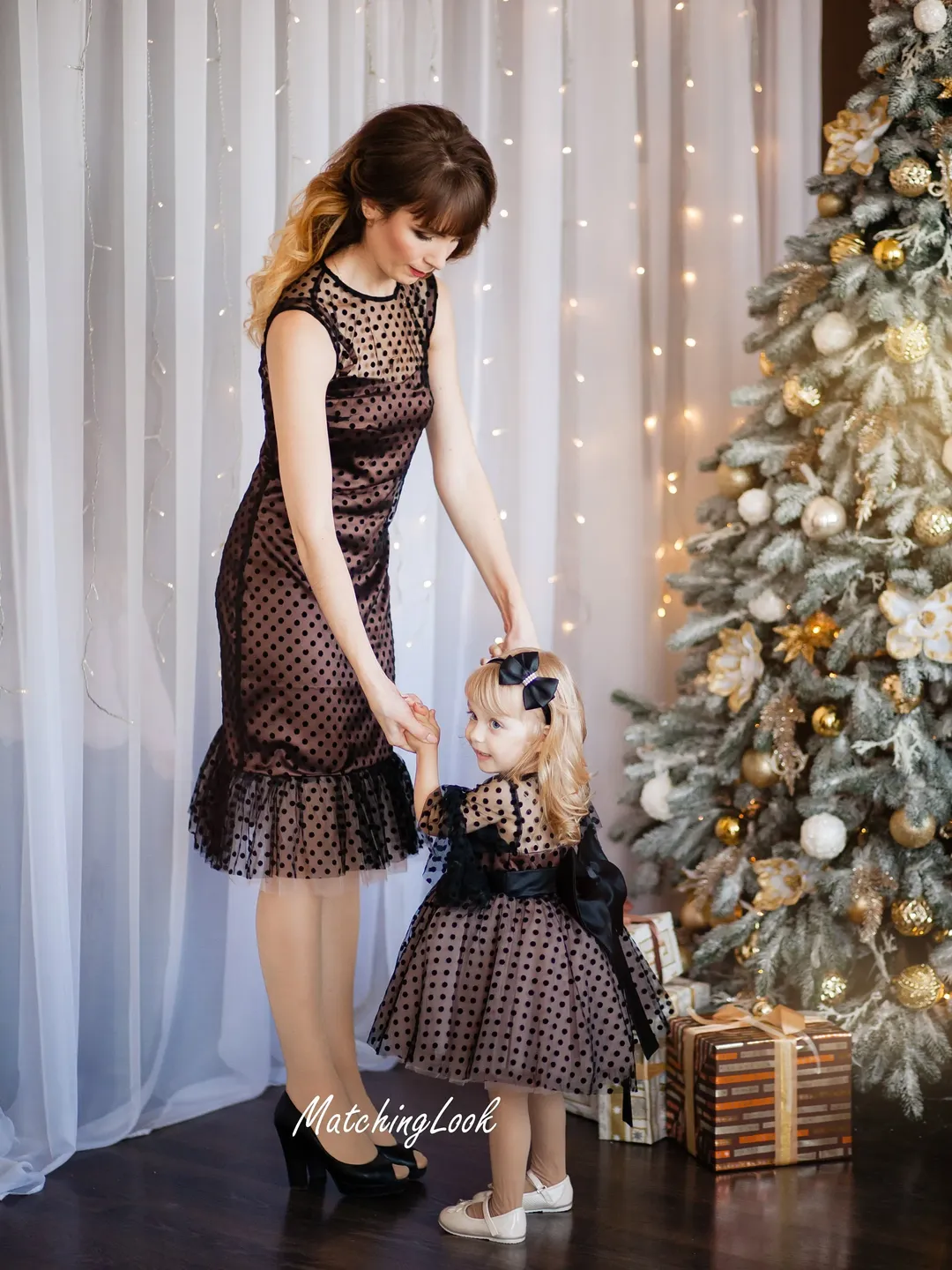 Black Christmas Outfit Mum And Baby Matching Christmas Dresses Mommy And Me Christmas Dresses, Polka Dot Black Christmas Outfit Mum And Baby Matching Christmas Dresses Mommy And Me Christmas Dresses, Polka Dot