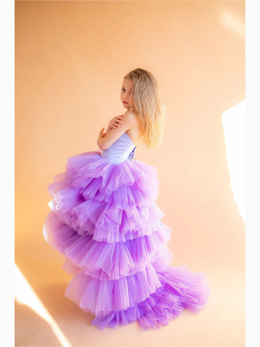 Girl Pageant Dress, Photography Dress, Lavender Tulle Dress, Flower Girl Dress, Toddler High Low Dress, Ruffle Party Dress, Princess Dress