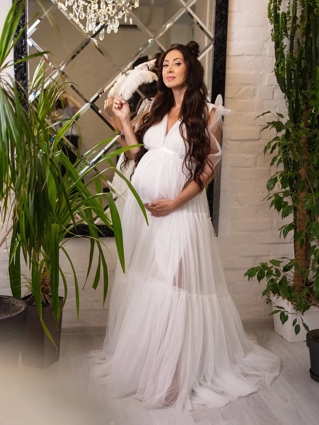 blue dress for baby girl White Maternity Baby Shower Boho Dress main image 1