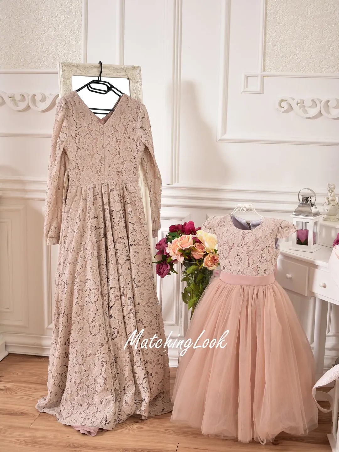 formal mother daughter dresses High Low Navy Long Sleeve Mother Daughter Matching Formal Dress MGD014