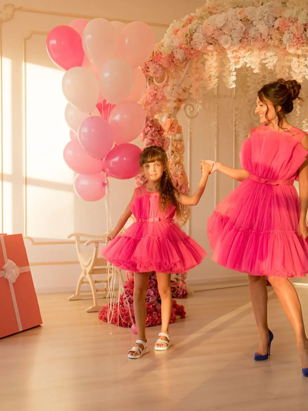 Hot Pink Matching Dresses, Mommy and Me Dress, Birthday Tutu Dress, Matching Mother Daughter Dress, Tutu Princess Dress