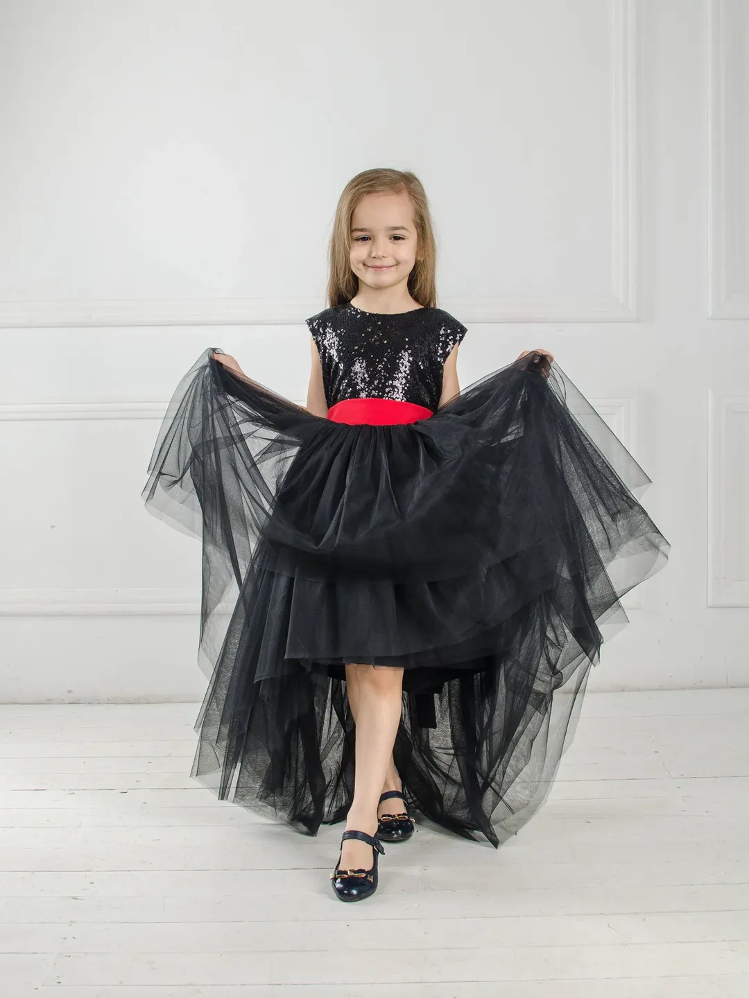 Girl Christmas Dress, Red Pageant Dress, Toddler Holiday Dress, Formal Gown,  High Low Dress, Xmas Photoshoot, Puffy Girl Dress, Size 5