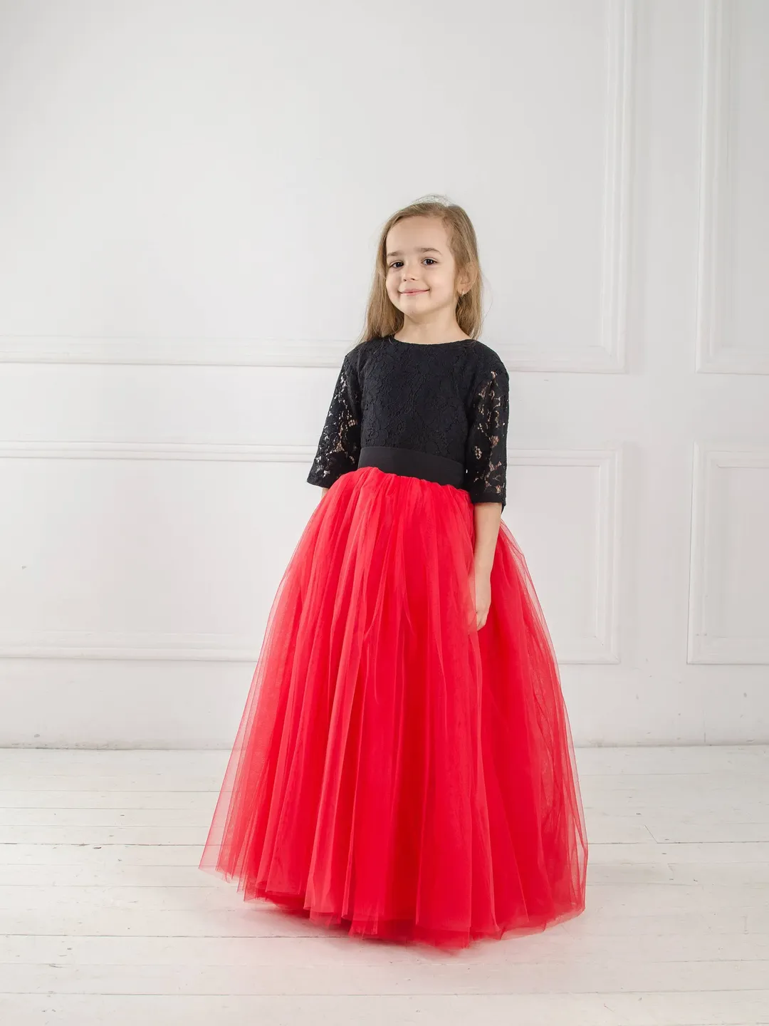 Red And Black Girl Dress, Flower Girl Dress, Tutu Tulle Dress, Pageant Dress, Special Occasion Dress, Baby Girl Lace Dress,Formal Girl Dress