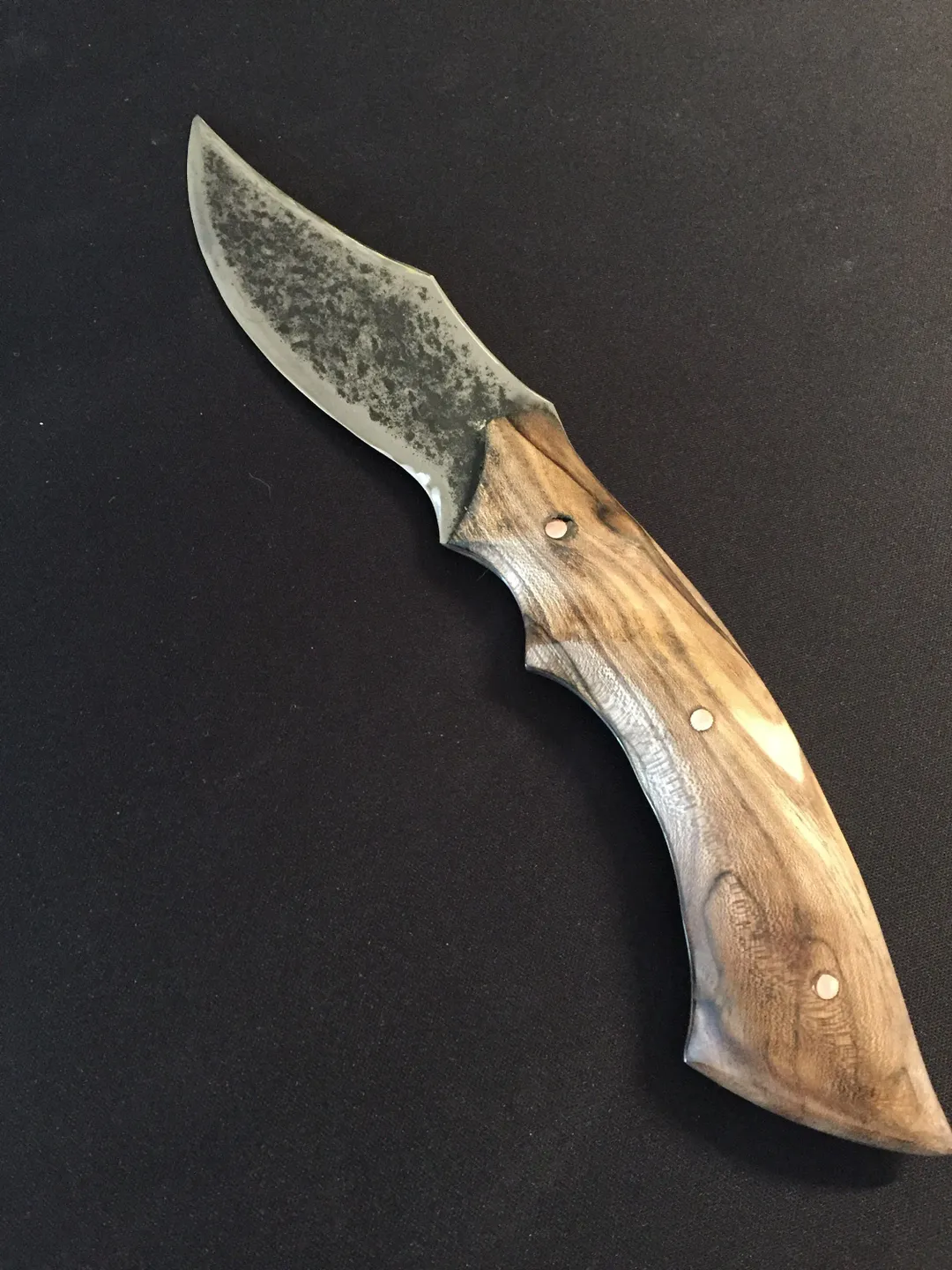 Raw forge knife Made In Lucassy hand forged knife handle in heated wood ...