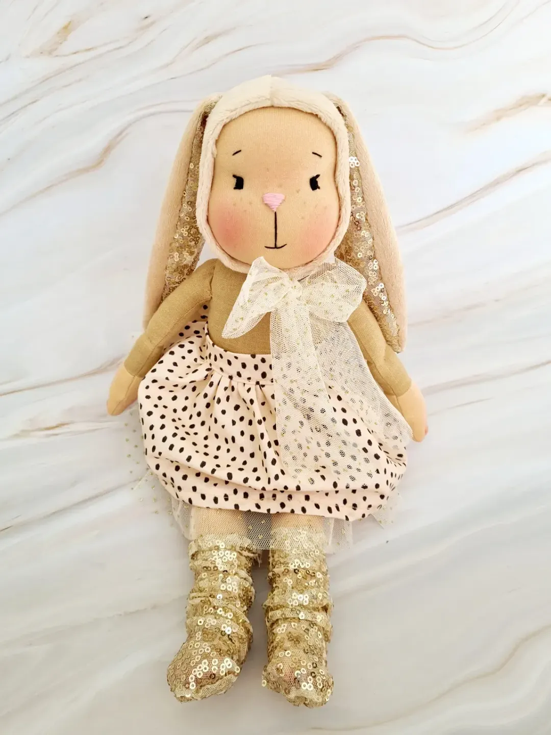 Bunny doll, rabbit doll, fabric doll, rag doll
