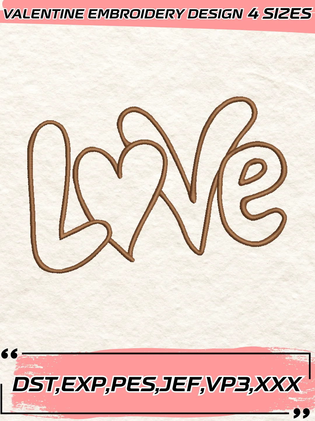Love Applique Embroidery Design,Valentine's Day Embroidery Design,Machine Embroidery Design File,4 Sizes, Digital Download_VLT08