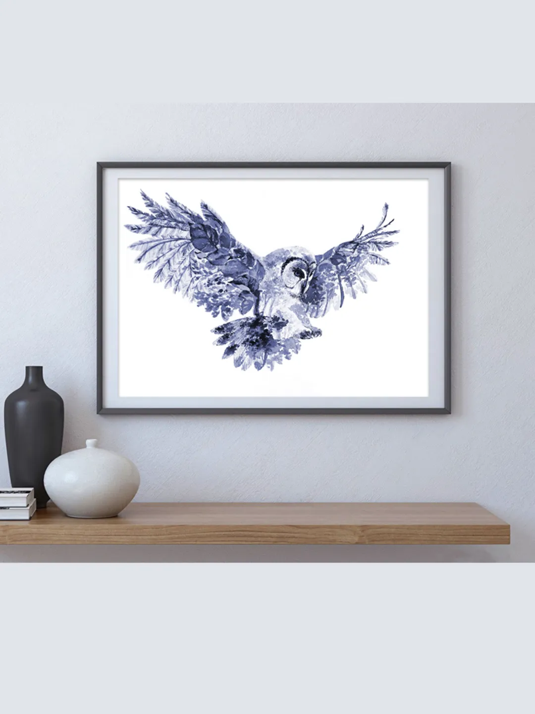 Owl Art Print, Printable Download, Blue Watercolor Print, Wild Animal, Wall Decor, Prints Wall Art, Forest Nature Eco
