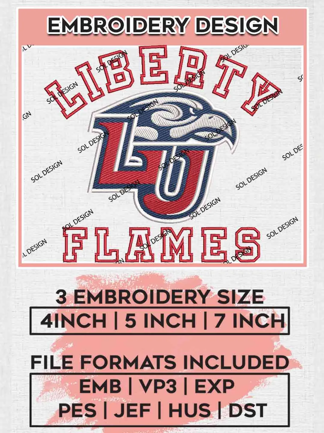 Liberty Flame Embroidery Design, Football Embroidery files, Sport Machine embroidery files, 3 sizes, Instant Download