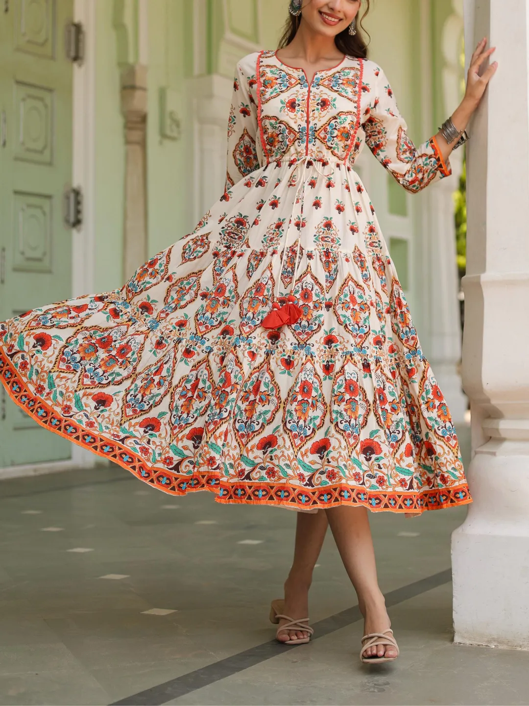 women indian cotton boho dresses Indian Block Print Cotton Caftan – Handmade Boho Kaftan Dresss 4XL / 44 Inches / Pink