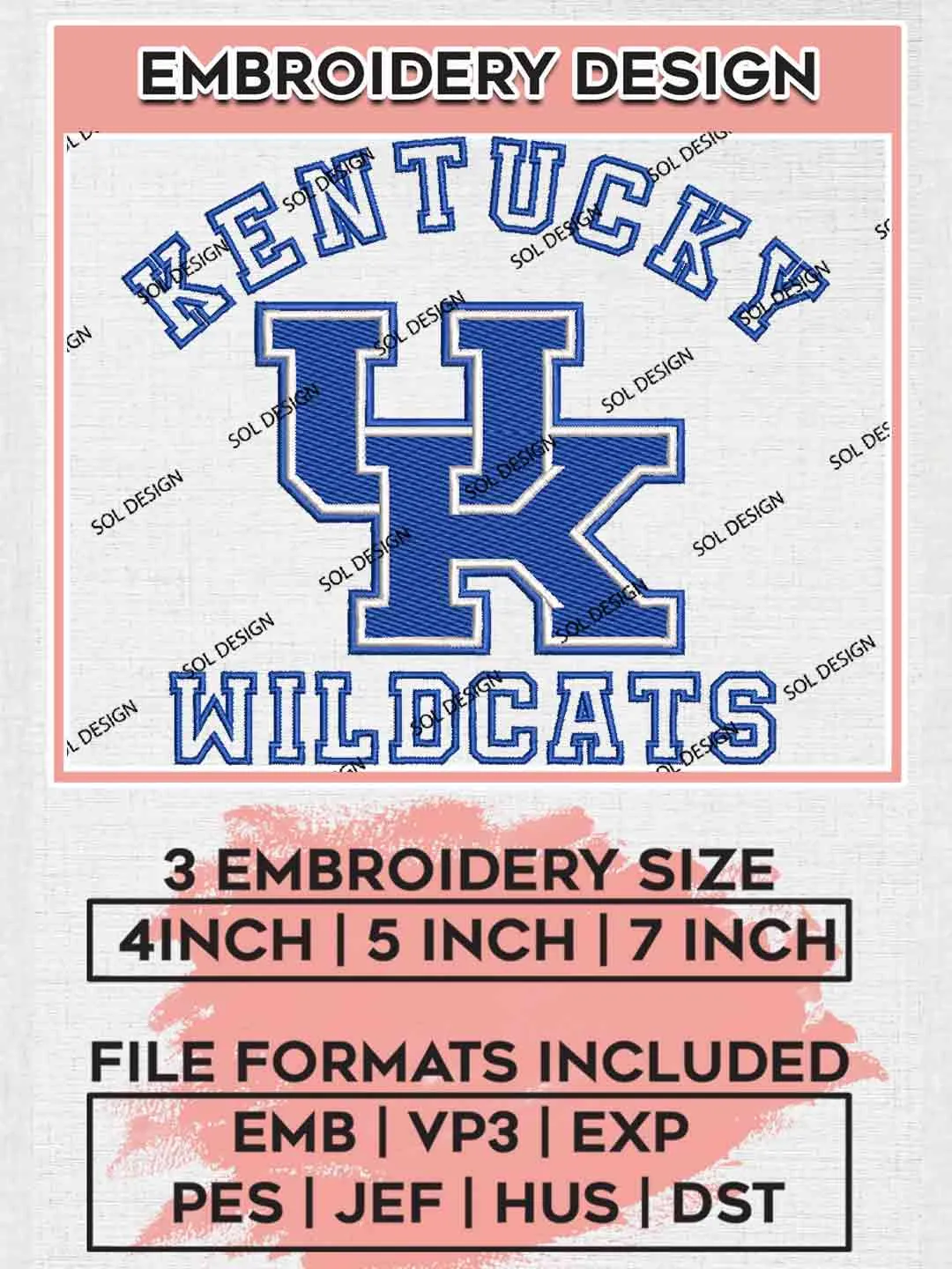 Kentucky Wildcat Embroidery Design, Football Embroidery files, Sport Machine embroidery files, 3 sizes, Instant Download