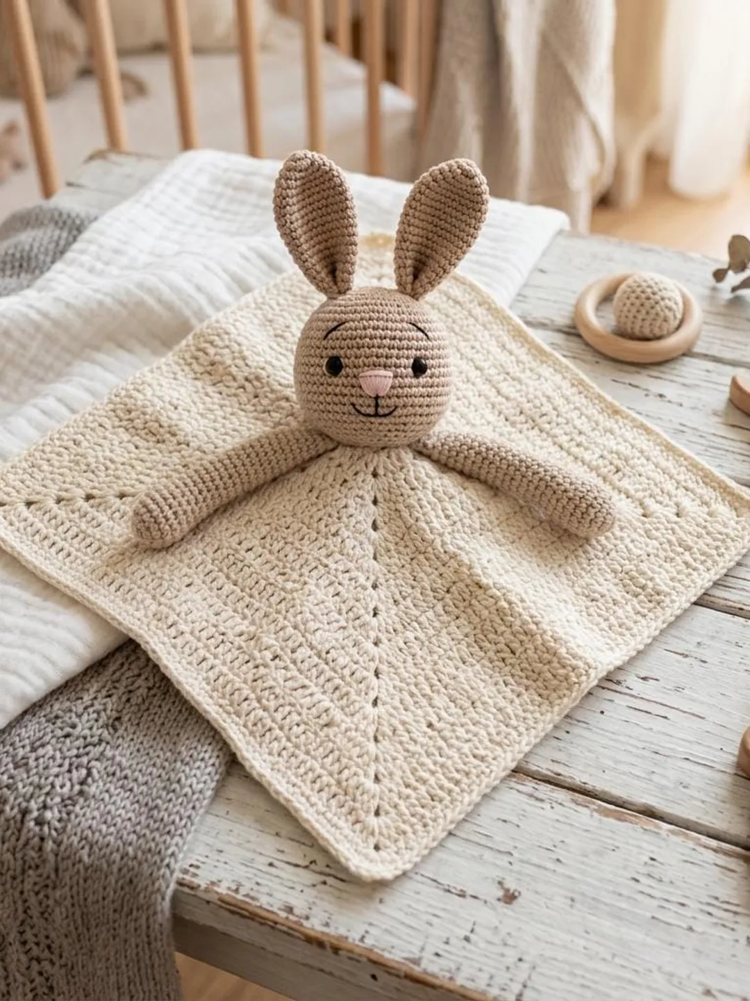 Bunny Lovey Crochet Pattern PDF, Baby Security Blanket Pattern, Star Lovey Crochet, Baby Blanket Plush Crochet, Baby Shower Gift Crochet
