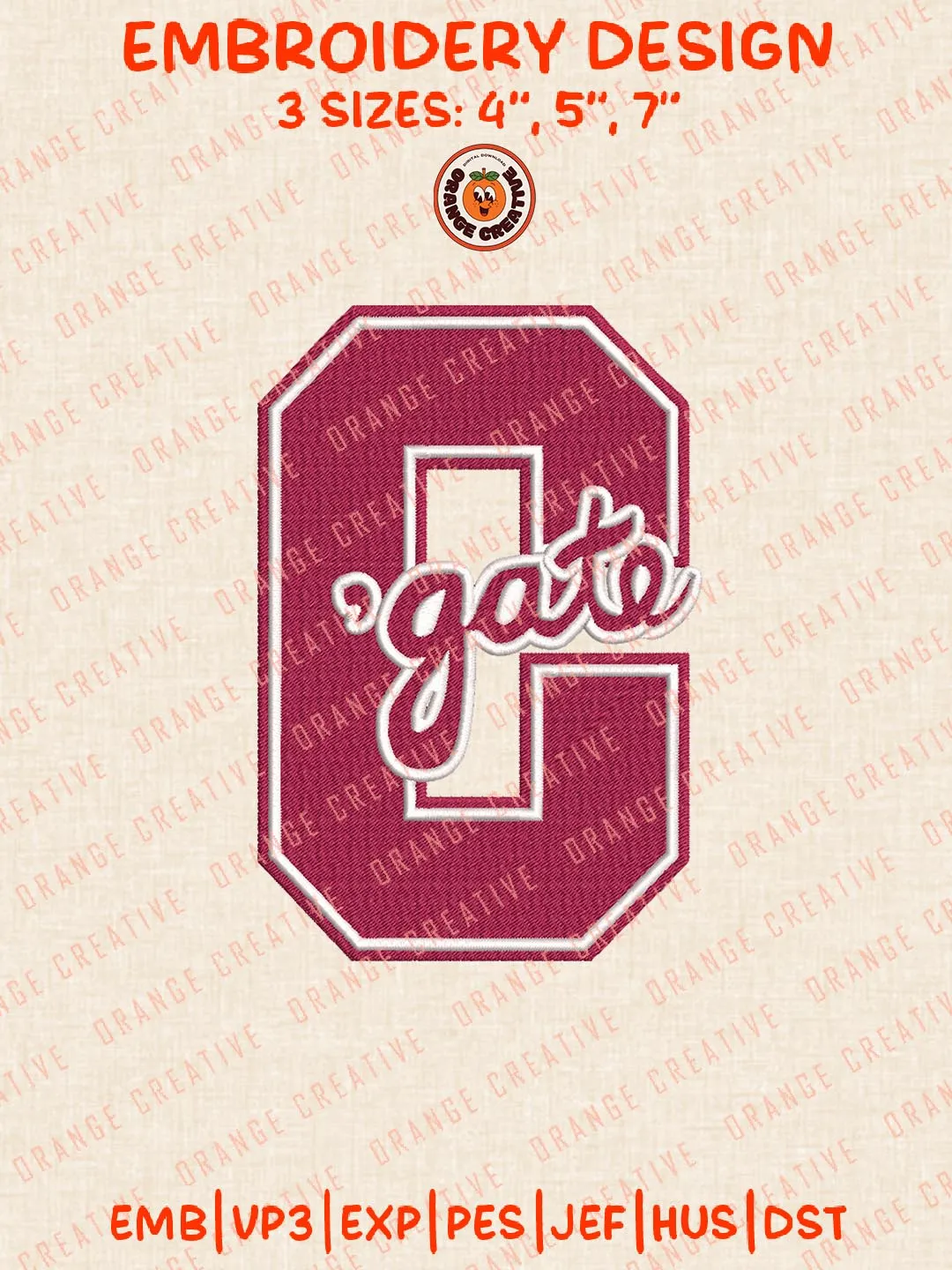 NCAA C Gate Embroidery Design, NCAA Colgate Raiders Team Logo Embroidery Design, Machine Embroidery Design File, 4 Sizes, Custom Size, Digital Download
