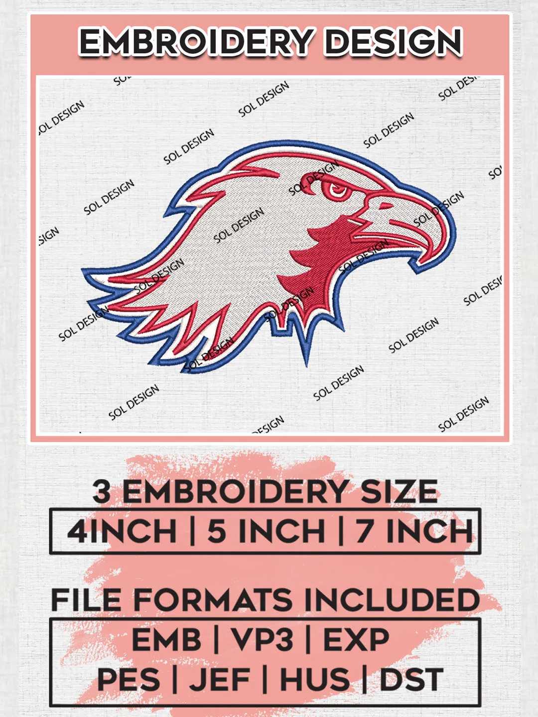 American University Eagles Mascot Embroidery Designs, NCAA Logo Embroidery Files, NCAA American University Logo, NCAA Embroidery Designs, Machine Embroidery Designs, Digital Download