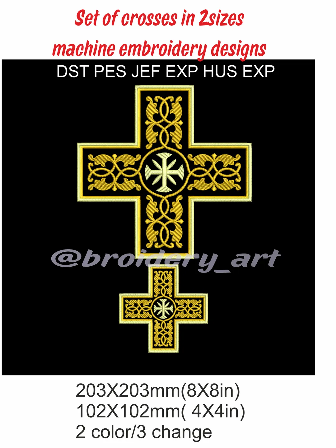 Set of crosses in 2 sizes machine embroidery designs