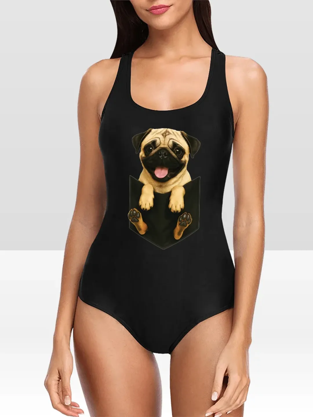 with Pug One Piece Swimsuit