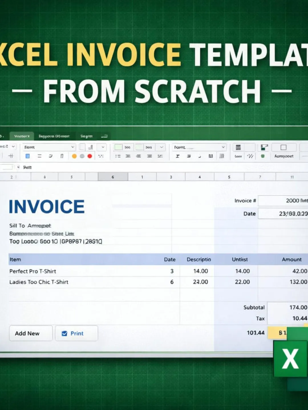 Excel Invoice Template From Scratch For Freelancers And Small Business ...