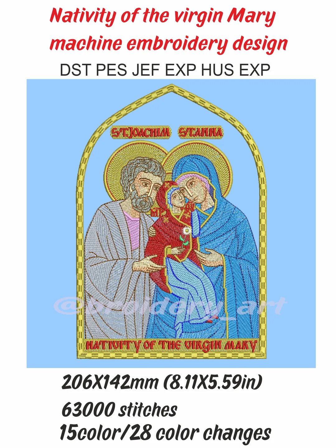 Nativity of the Virgin Mary machine embroidery design