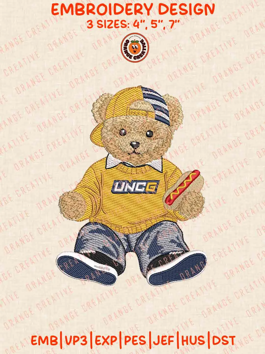 UNC Greensboro Spartan Teddy Bear Embroidery Design Files, Football Logos Embroidery Designs, Sport Machine Embroidery Files, 3 Sizes, Custom Sizes, Instant Download
