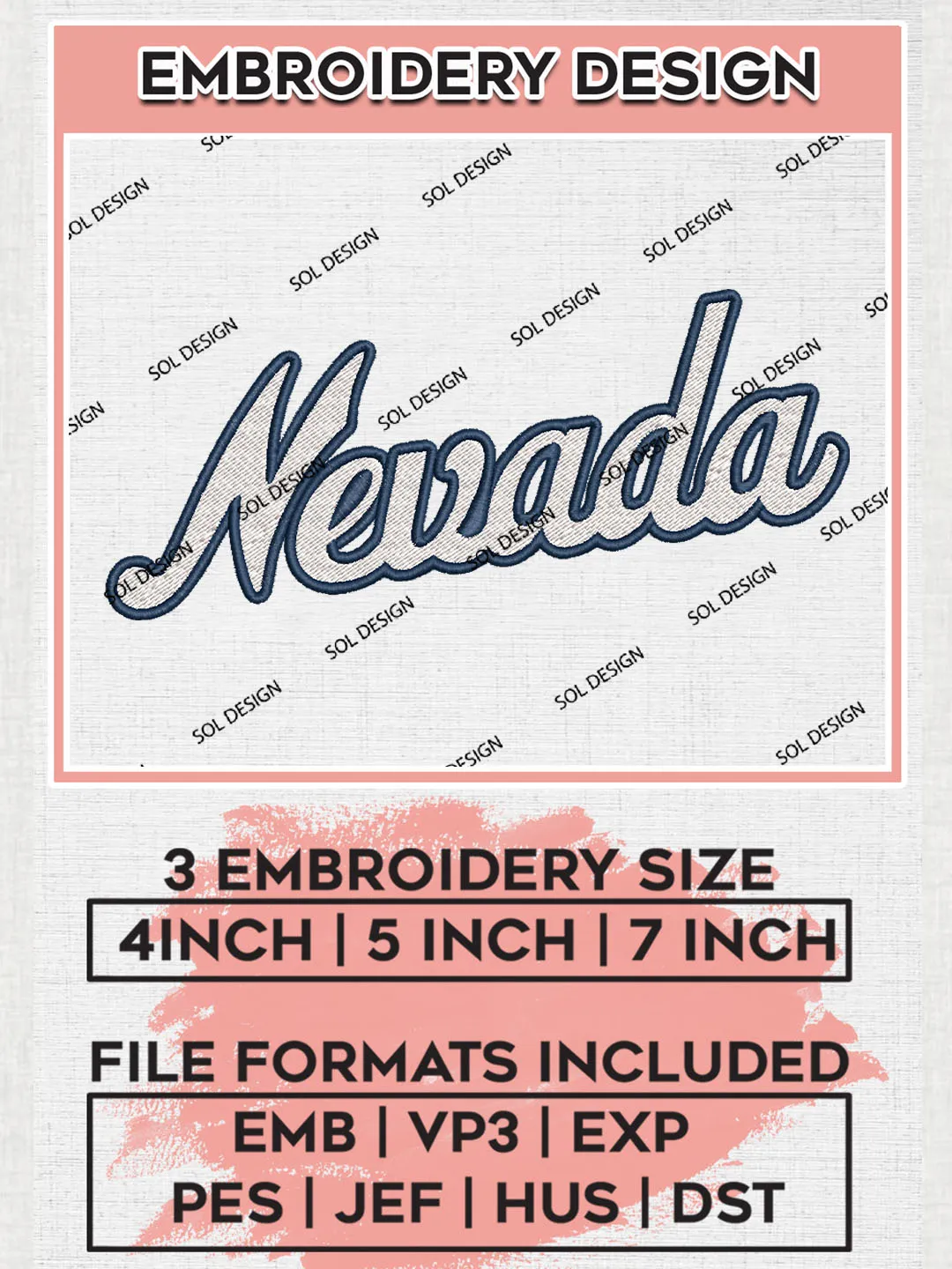 Nevada NCAA Football Team Logo Embroidery Design Files, NCAA Nevada Wolf Pack Machine Embroidery, NCAA Teams, 3 sizes, NCAA Machine embroidery designs, Digital Download
