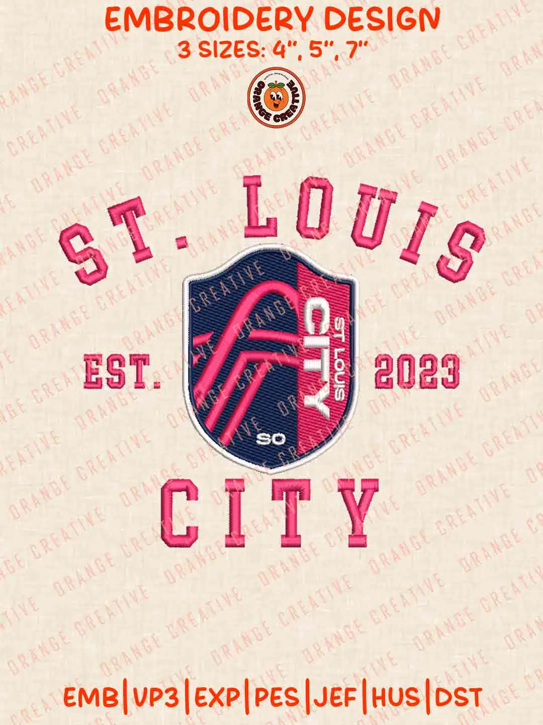 MLS St Louis CITY SC Est 2023 Logo Embroidery Files, MLS St Louis CITY SC Embroidery Designs, League Soccer Machine Embroidery Files, MLS St Louis CITY SC Team Machine Embroidery, 3 sizes, Digital Download