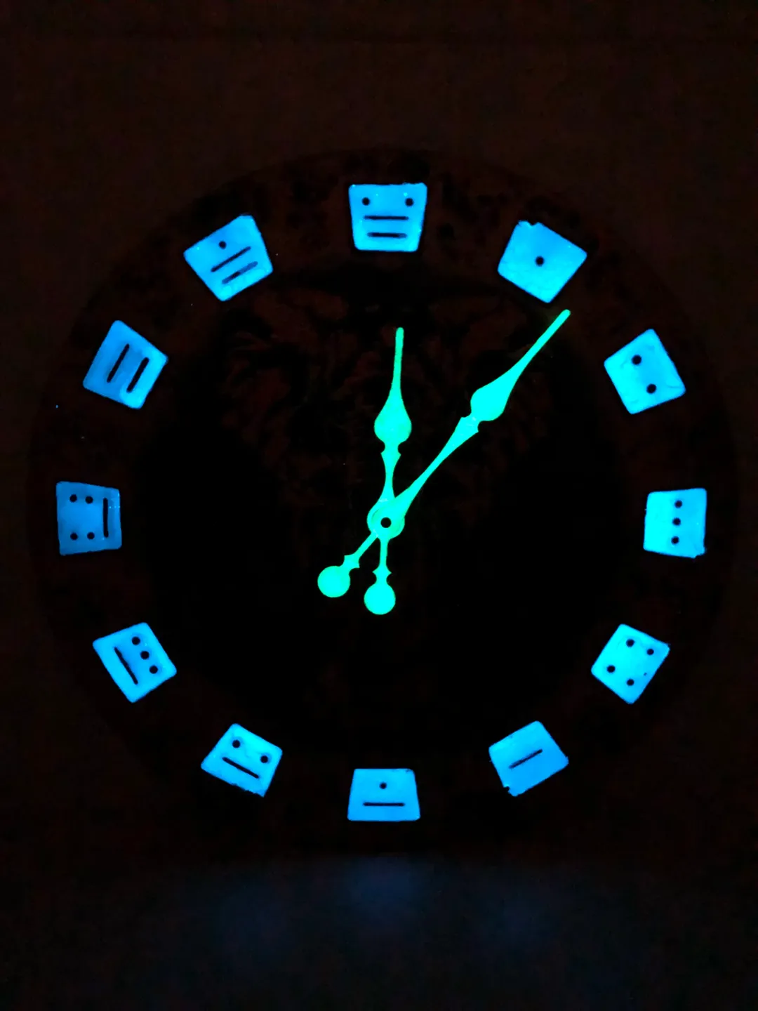 Large glows in the dark wall clock with elephants. Animals decor wall clock