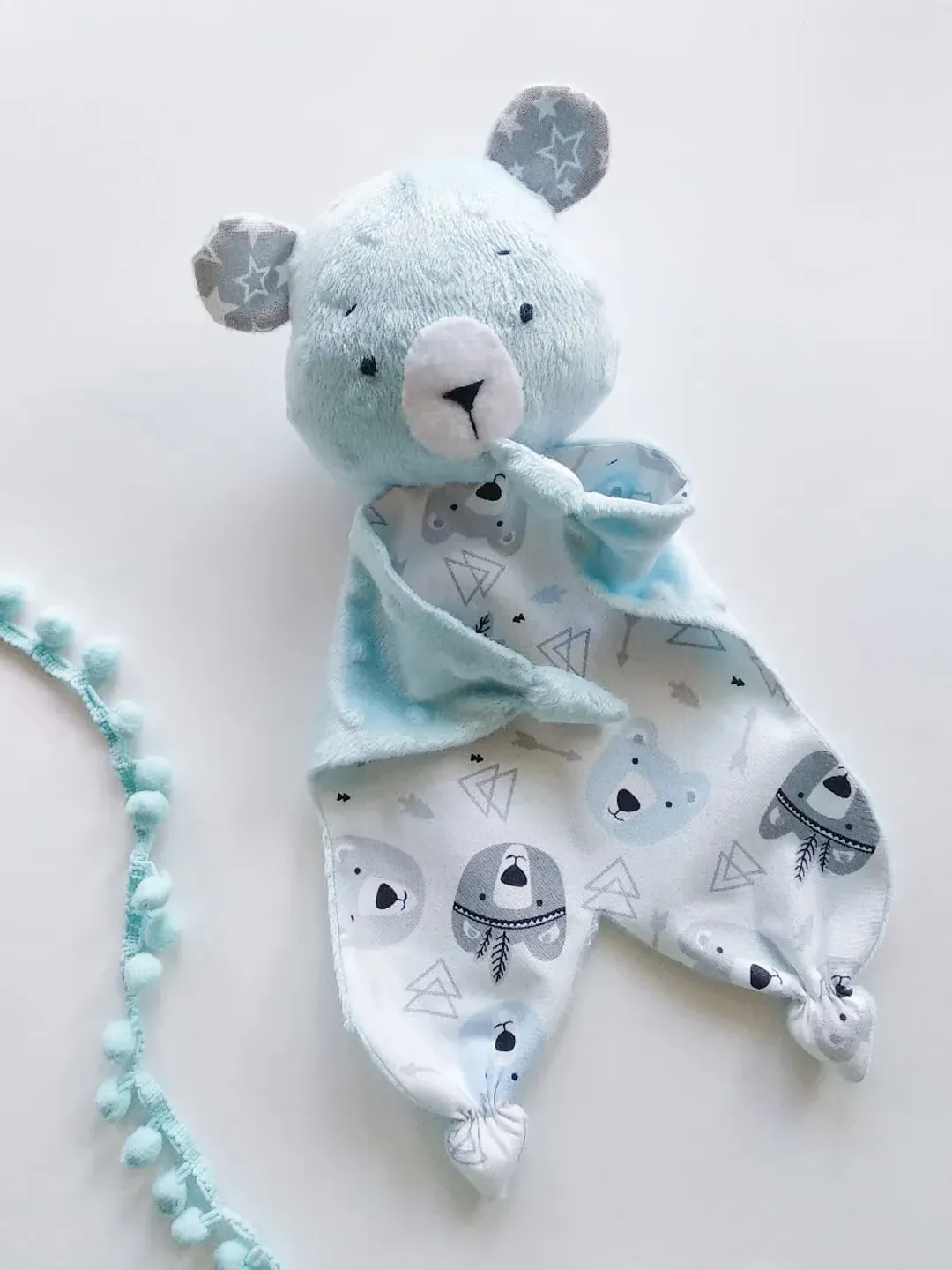 PDF sewing pattern, Bear lovey, Baby comforter, Security blanket, Bear toy pattern, Baby lovey