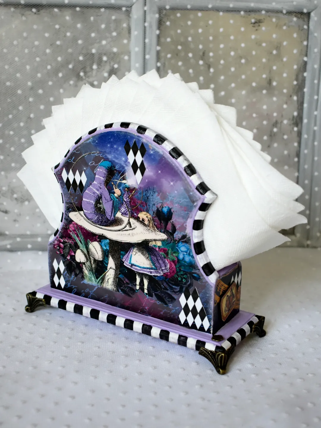 ALICE Handmade lilac Napkin Holder for Square Napkins napkin Stand