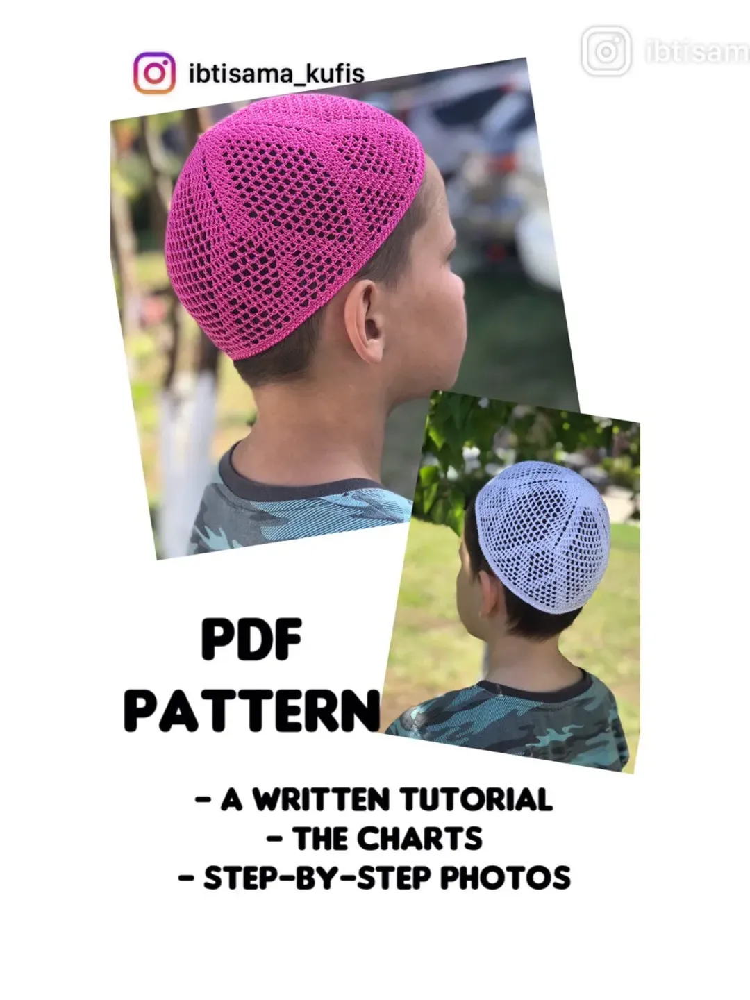Crochet skull cap kufi PDF pattern