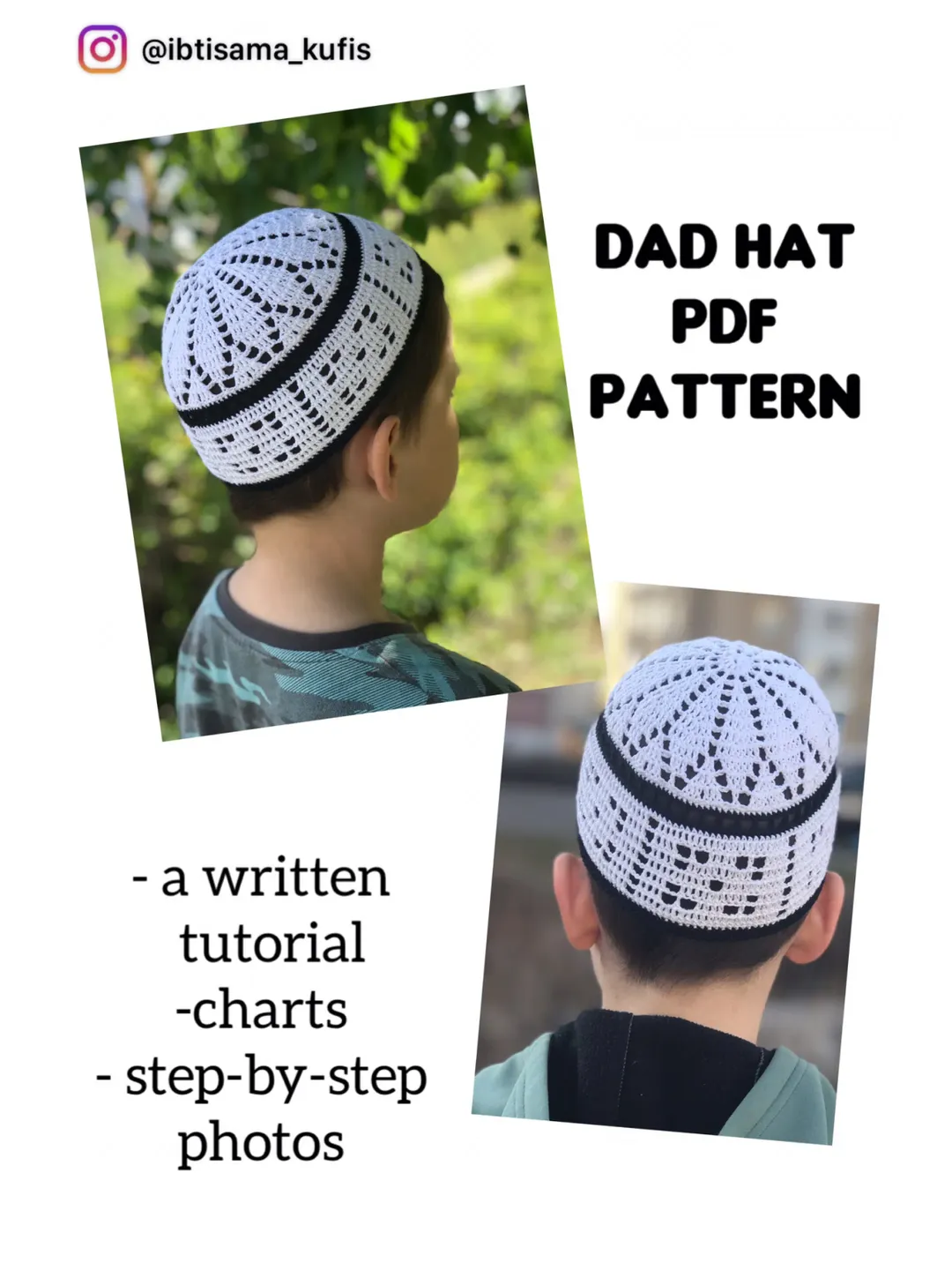 Free short dad hat cotton kufi cap PDF pattern