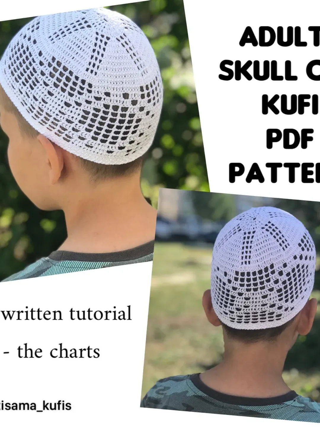 Summer skull cap hat for men PDF pattern