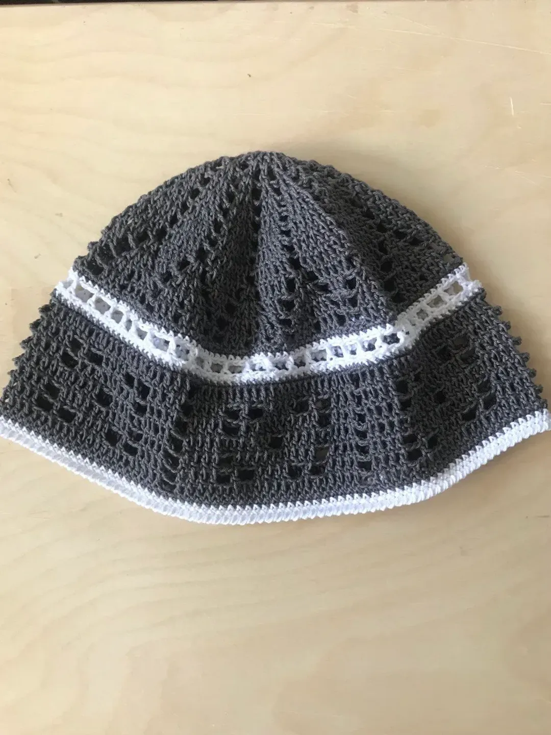 MM Kufi Hat Crochet Cap Beanie - 100% Cotton, One Size Fits All, Gray - View #4