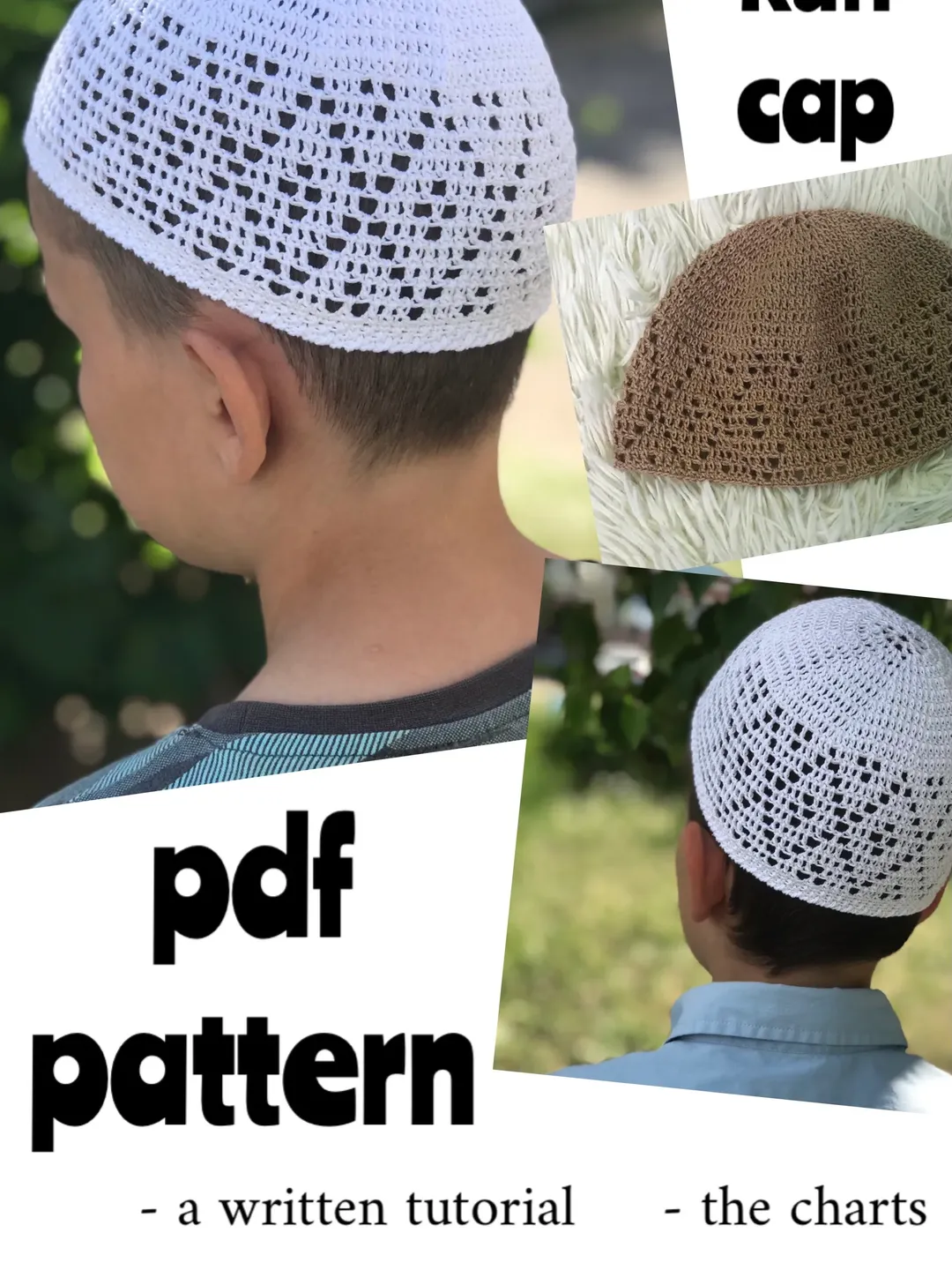 Mens cotton skull cap kufi crochet pattern