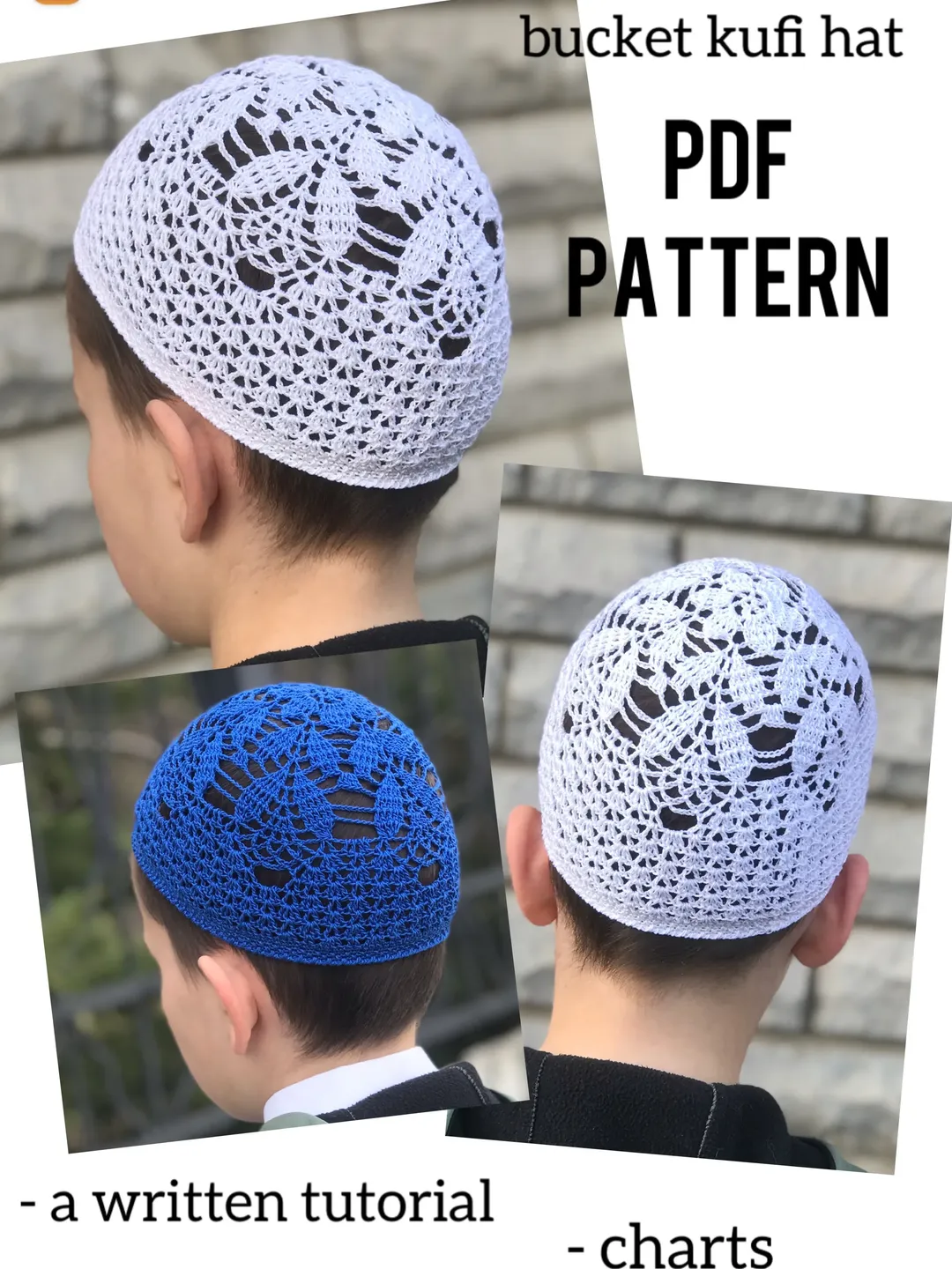 Mesh cotton crochet skull cap pattern