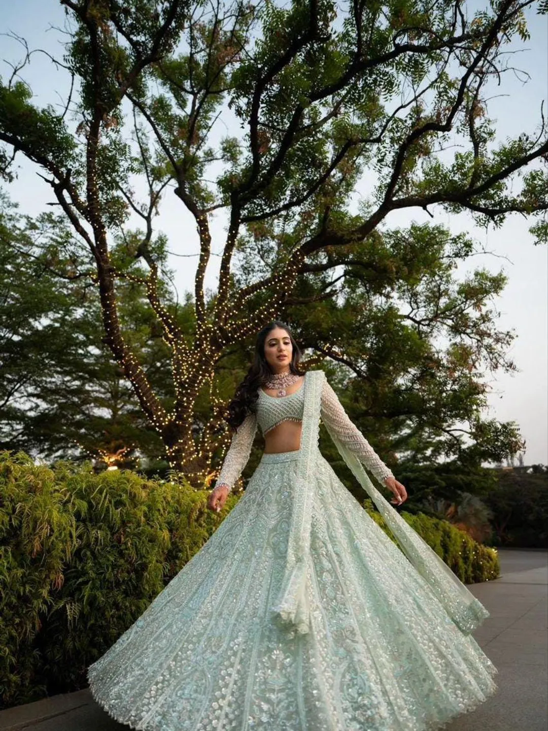 mint green indian wedding dress Luxury Butterfly Soft Net Lehenga Heavy Sequins Dori Embroidery Designer Bridal Party Wear Outfit Bollywood Lehenga Choli color_Grey Blue