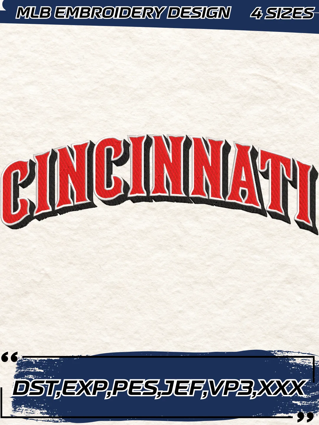 Cincinnati Baseball Embroidery Design - Jersey Logos - Machine Embroidery File