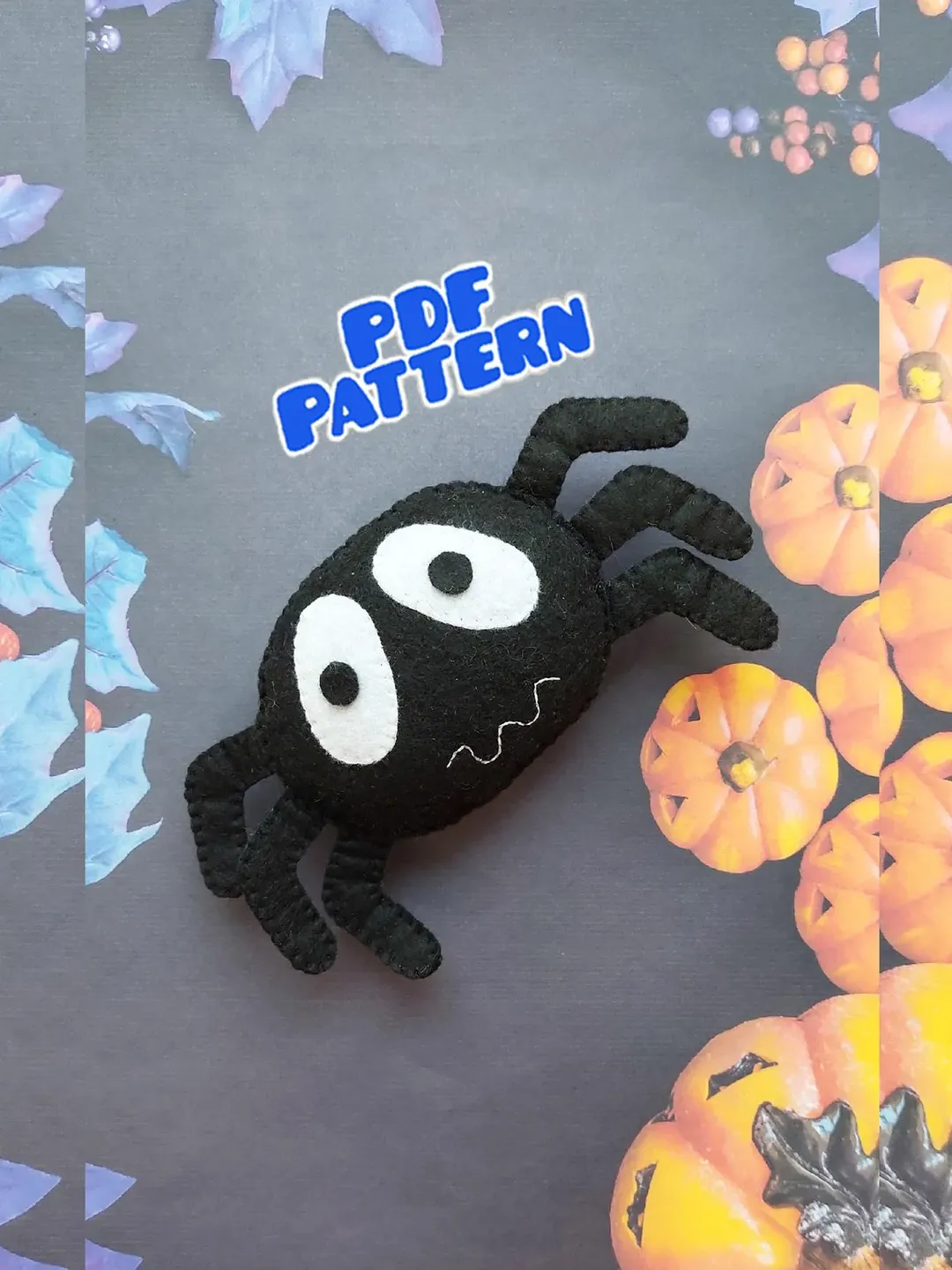 Felt spider pattern felt halloween decor PDF felt spider ornament halloween decorations