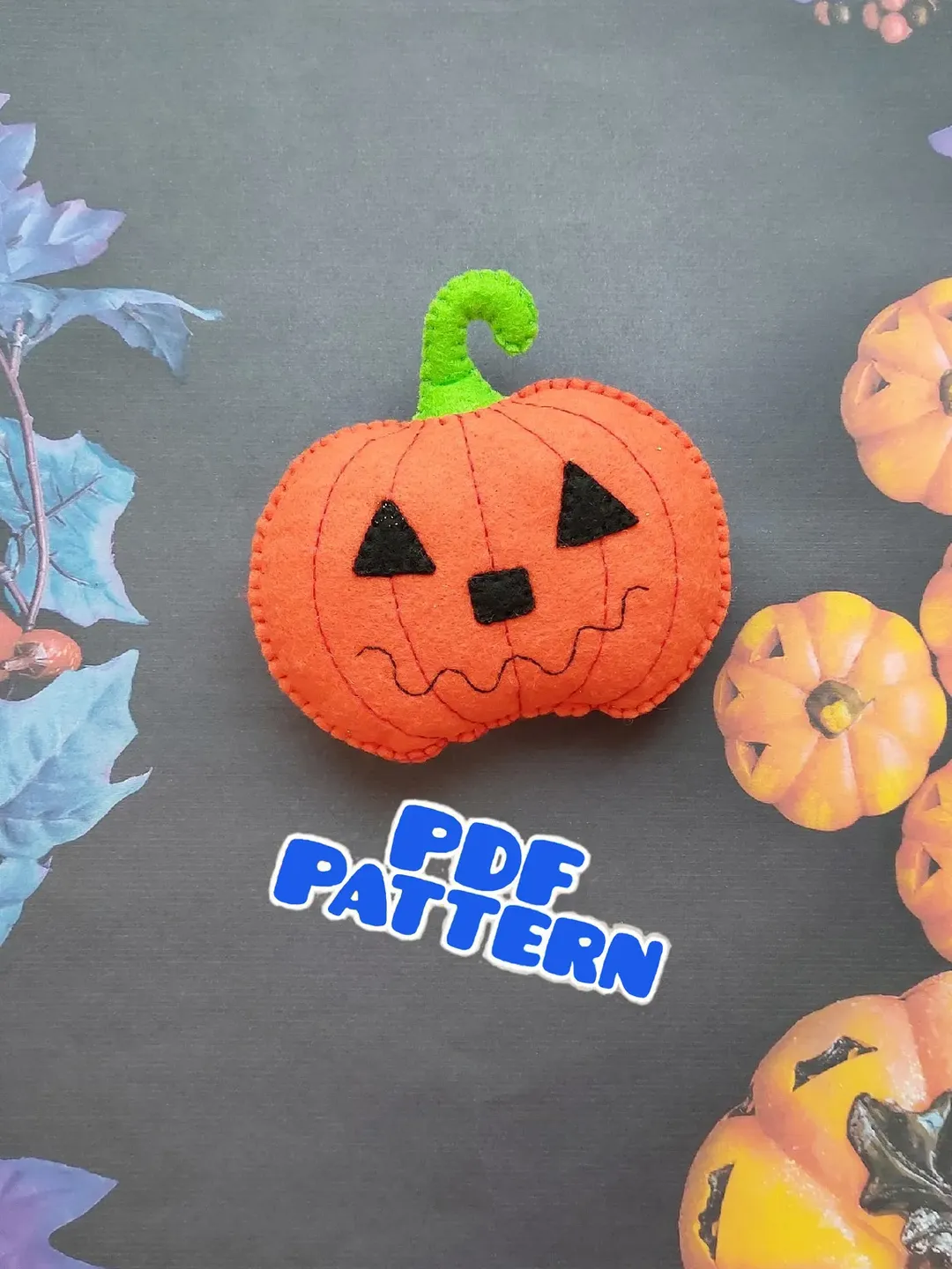 Felt pumpkin pattern halloween decor ornament PDF diy halloween pattern pumpkin ornament felt pumpkin diy