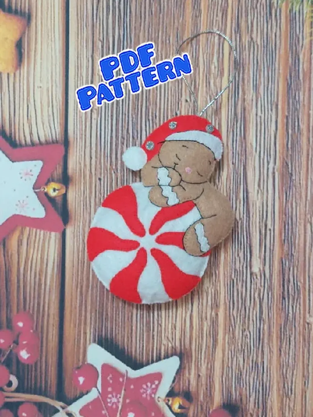 Felt gingerbread man pattern Christmas felt pattern PDF