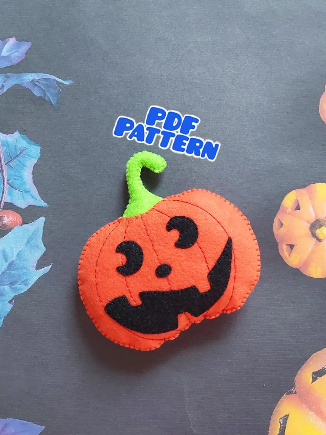 Felt pumpkin pattern Halloween Felt pumpkin ornament pattern Felt toy pattern PDF
